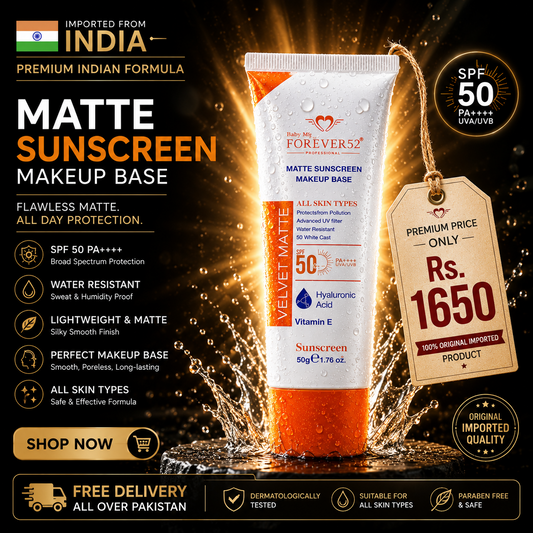 Forever52 Velvet Matte Sunscreen Makeup Base SPF 50 PA+++ | Lightweight Primer & UV Protection (50g)